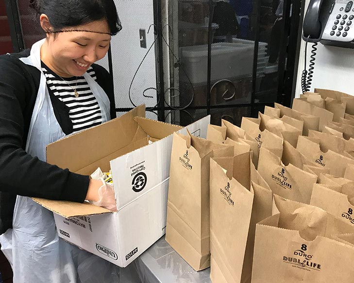 A Heroku team member volunteering at a local shelter