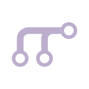A simple line icon depicting a fork symbol with three circles connected by curved lines, resembling a diagram of branching paths.