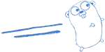 Cartoon gopher with wide eyes and buck teeth, facing right with two blue motion lines behind it.