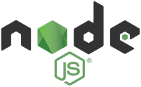 Node.js logo with the text "node" in black and a green hexagon representing the letter "o," and "js" in a smaller, green hexagon below.