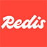 Rediscloud Redis logo with the name in white cursive text on an orange-red background.